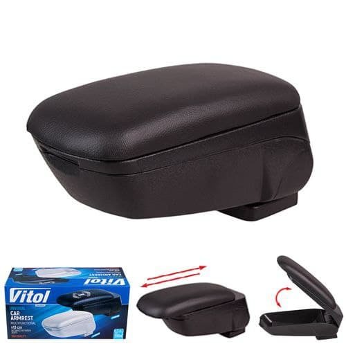 Підлокітник автомобільний Vitol HJ48018B чорний, еко-шкіра, з відсіком