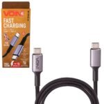 Кабель VOIN Type-C – Type-C 2м, 5A, PD/QC4.0 — швидка зарядка, міцна оплітка