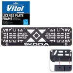 Автомобiльна рамка пiд номер з рельєфним написом SKODA