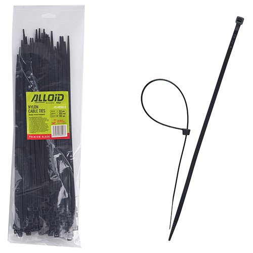 460031 Хомут пластиковий Alloid 4.8 х 300 100 шт./уп. чорний - Зображення 1