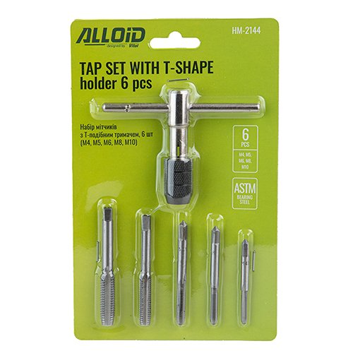 Набір мітчиків Alloid HM-2144 M4–M10 з Т-подібним тримачем, 6 од.