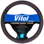 Чохол руля  16113L  чорн (прошит.коричн.ниткой)