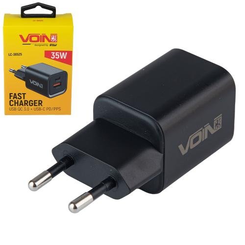 Мережевий зарядний пристрій VOIN 35W USB QC 3.0 та USB-C PD