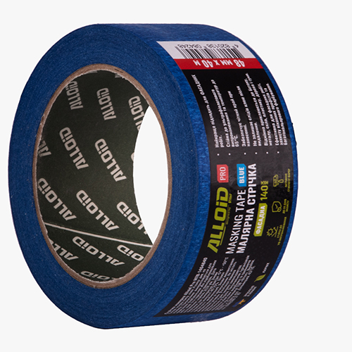 Стрічка малярська фасадна Alloid Pro 48 мм × 40 м, 140 мкм, УФ-стійка, синя