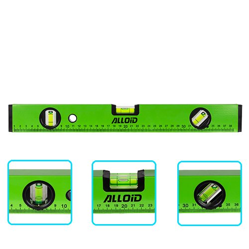 Рівень будівельний Alloid 40 см — алюмінієвий корпус, 3 капсули