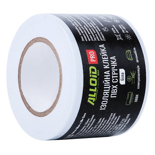 Ізоляційна стрічка Alloid Pro ПВХ 50 мм × 20 м, біла