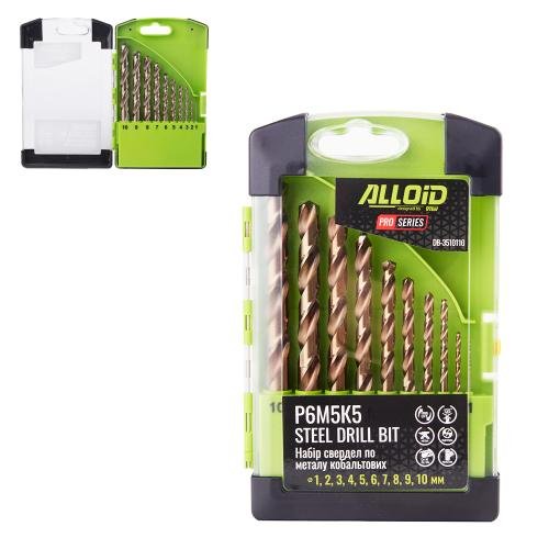 Набір кобальтових свердел Alloid Pro 1–10 мм Р6М5К5