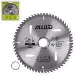 Диск пиляльний по дереву з твердосплавними напайками 215х30/25,4мм, 60 зубів Alloid