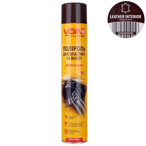Поліроль для пластику та вінілу VOIN Leather Interior, матовий ефект, аерозоль 750 мл Поліроль для пластику та вінілу VOIN Leather Interior 750 мл, матовий