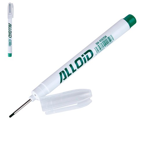 Маркер будівельний з довгим носиком зелений Alloid