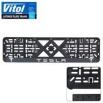 Автомобiльна рамка пiд номер з рельєфним написом TESLA