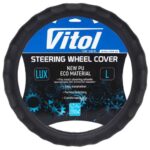 Чохол на кермо Vitol VLOD-NPU06 BK XXL, екошкіра PU, чорний, 390–410 мм