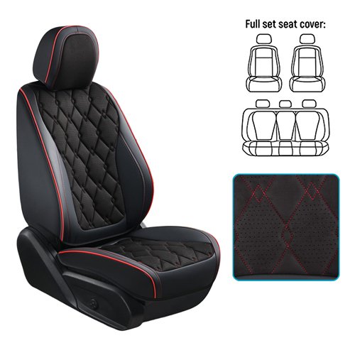 Чохли на сидіння VOIN V-8890 Bk/RdL повний комплект екошкіра чорні