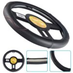 Чохол на кермо VLOD-24LC8 BK/RD M  чорний/БО/шкіра один шов