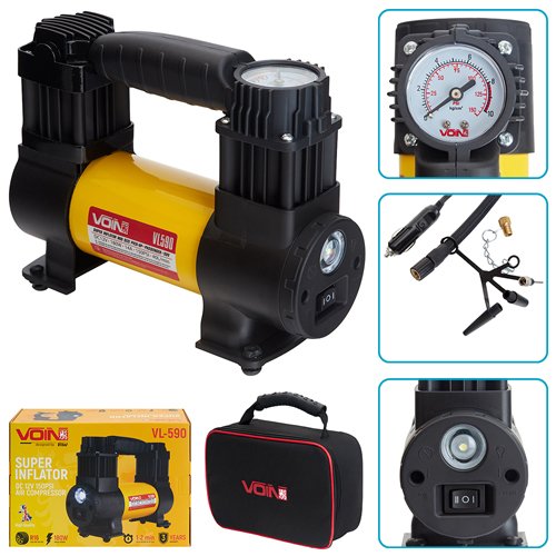 Автомобільний компресор VOIN VL-590 150 PSI 40 л/хв з ліхтарем