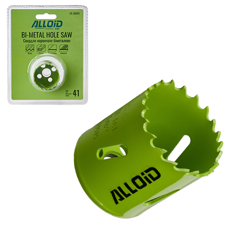 Свердло корончате біметалеве Alloid 41 мм для металу, дерева та пластику
