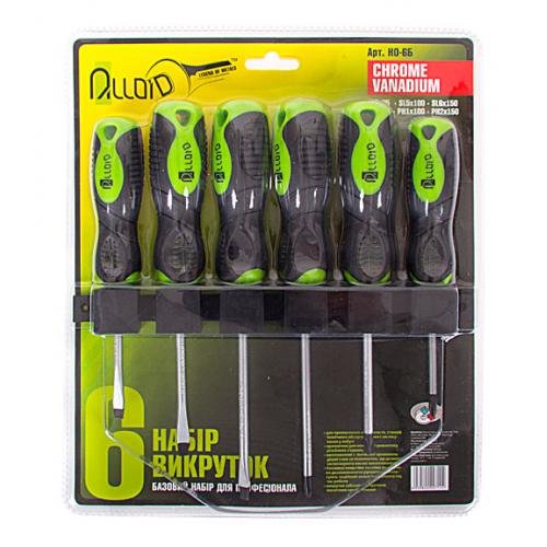 Набір викруток Alloid НО-6Б 6 шт шліц/хрест з тримачем