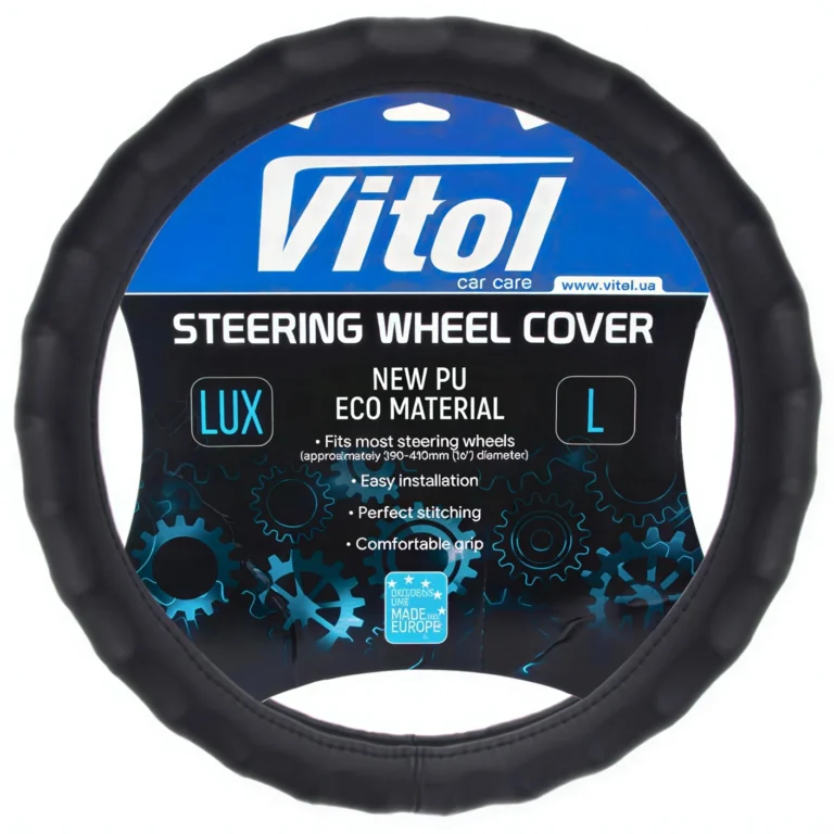 Чохол на кермо Vitol VLOD-NPU06 екошкіра чорний XL для керма 40–42 см