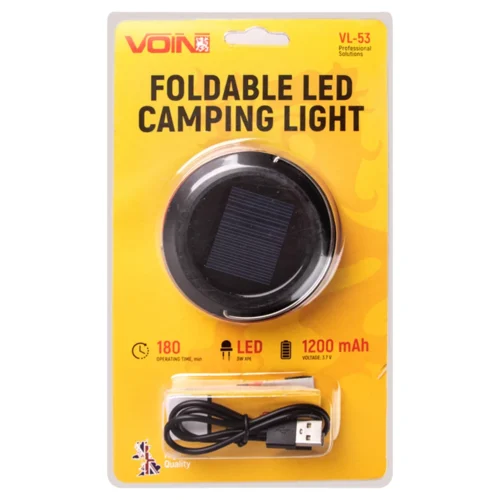 Ліхтар кемпінговий VOIN VL-53 3W, 1200 мАг, сонячна панель, складаний - Зображення 4