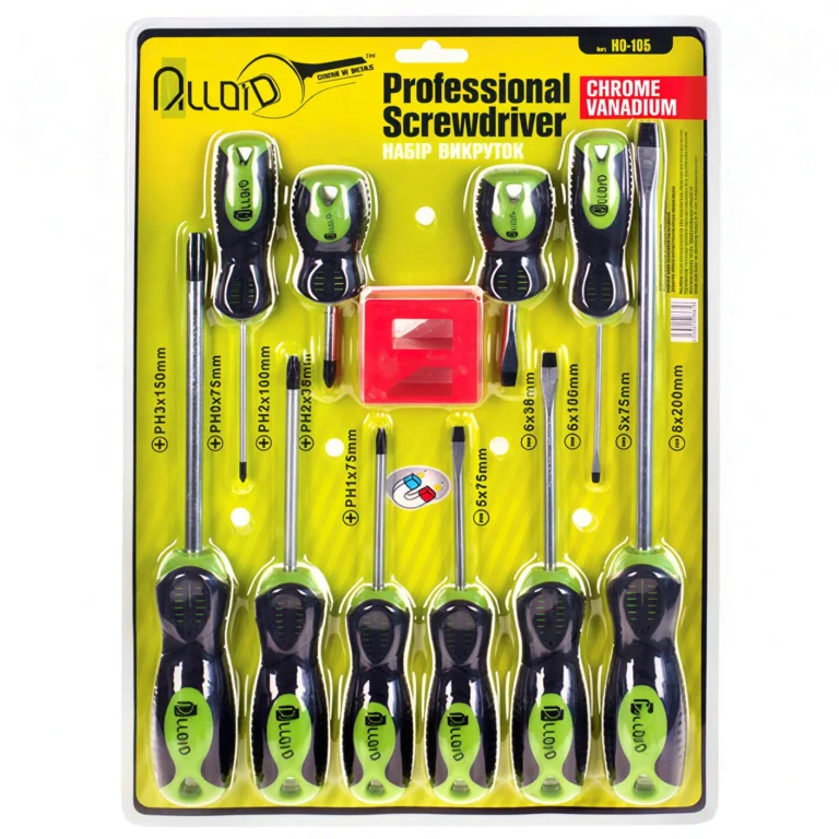 Набір викруток Alloid SL/PH 10 предметів з намагнічувачем, CrV сталь