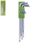 Набір ключів шестигранних з кулею , вигнутих подовжених. 9 пр. 1,5-10 мм Alloid