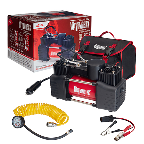 Компресор автомобільний Штурмовик AC-74 150 PSI, 85 л/хв, 2 циліндри