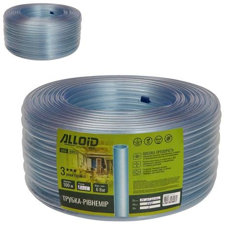 Трубка-рівнемір Alloid прозора ПВХ 8×1,5 мм, 100 м для будівництва